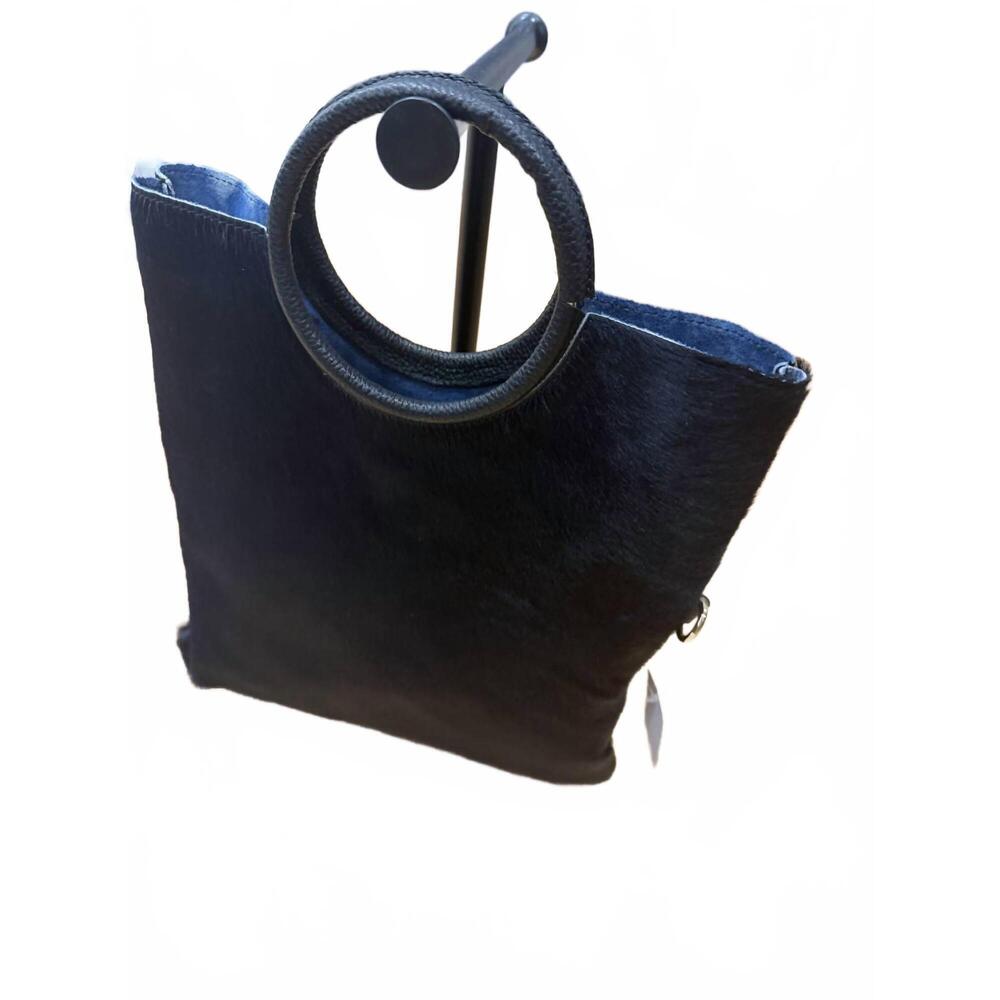 NEW CHARLIE LEATHER women's saveria crossbody bag in blue velvet cow fur
